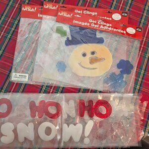 Bundle of Snowflake, Snowman, Christmas Window Gel Clings